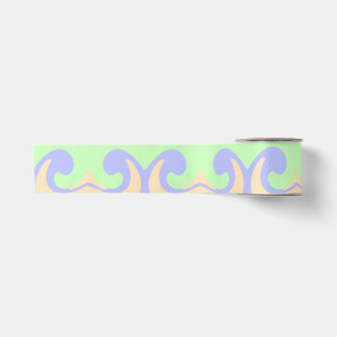Blue green ombre fluid marble boho bold pattern satin ribbon