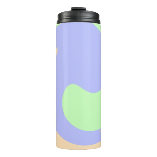 Blue green ombre fluid marble boho bold pattern  thermal tumbler (Front)