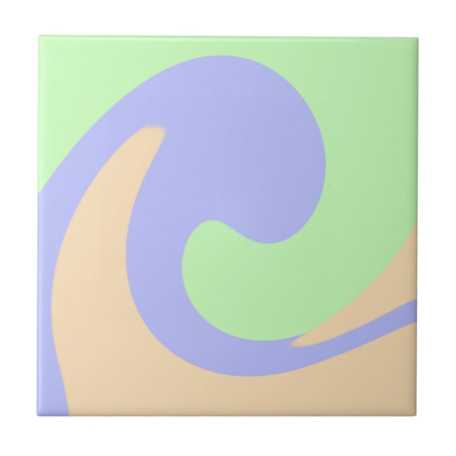 Blue green ombre fluid marble boho bold pattern  tile (Front)