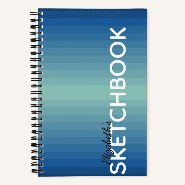 Blue Green Ombré Gradient Elegant Sketchbook  Note Notebook (Front)
