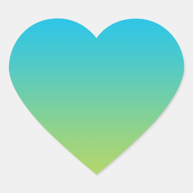 Blue & Green Ombre Heart Sticker (Front)