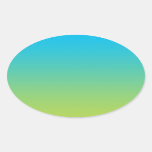 Blue & Green Ombre Oval Sticker