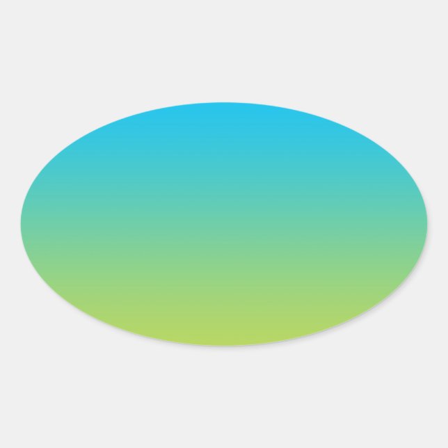 Blue & Green Ombre Oval Sticker (Front)