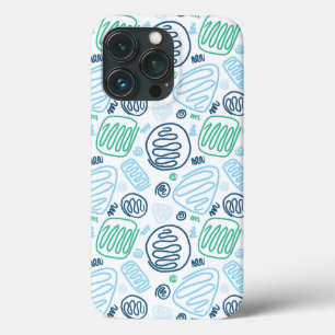 Blue Green One Line Abstract Shapes iPhone 13 Pro Case