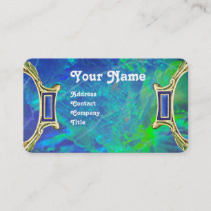 BLUE GREEN OPAL ,ART NOUVEAU GOLD JEWEL MONOGRAM BUSINESS CARD