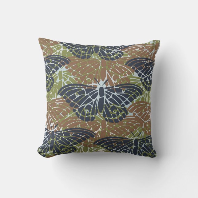 Blue Green Orange Butterflies  Cushion (Front)