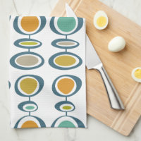 Blue Green Orange Circles Mid-Century Pattern