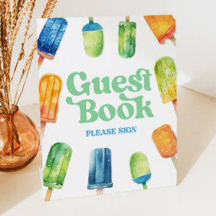 Blue Green Orange Popsicle Guest Book Table Sign