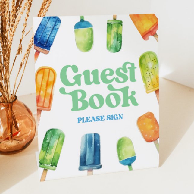 Blue Green Orange Popsicle Guest Book Table Sign (Creator Uploaded)