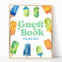 Blue Green Orange Popsicle Guest Book Table Sign