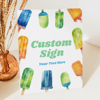 Blue Green Orange Popsicle Party Custom Table Sign