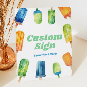 Blue Green Orange Popsicle Party Custom Table Sign