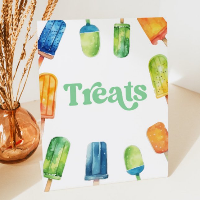Blue Green Orange Popsicle Party Treats Table Sign (Creator Uploaded)