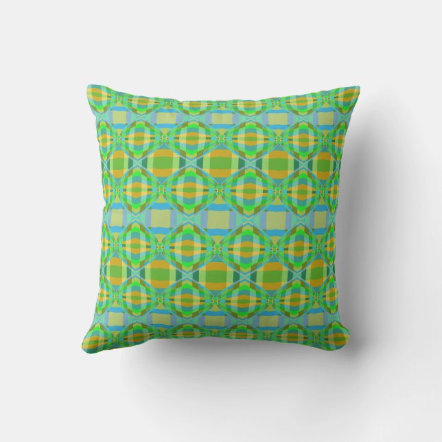 Blue Green Orange Purple Creamy Lattice Pattern  Cushion (Back)