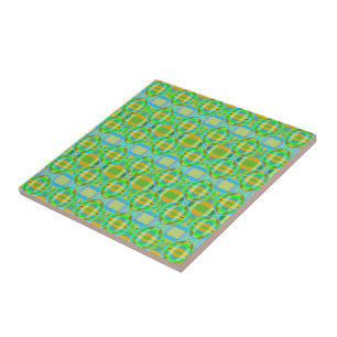 Blue Green Orange Purple Creamy Lattice Pattern  Tile