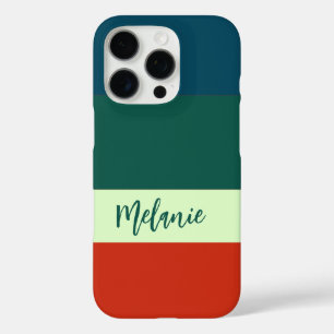 Blue, Green Orange Stripes Pattern Personalised iPhone 16 Pro Case