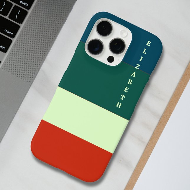 Blue, Green Orange Stripes Pattern Personalised Case-Mate iPhone Case (Creator Uploaded)