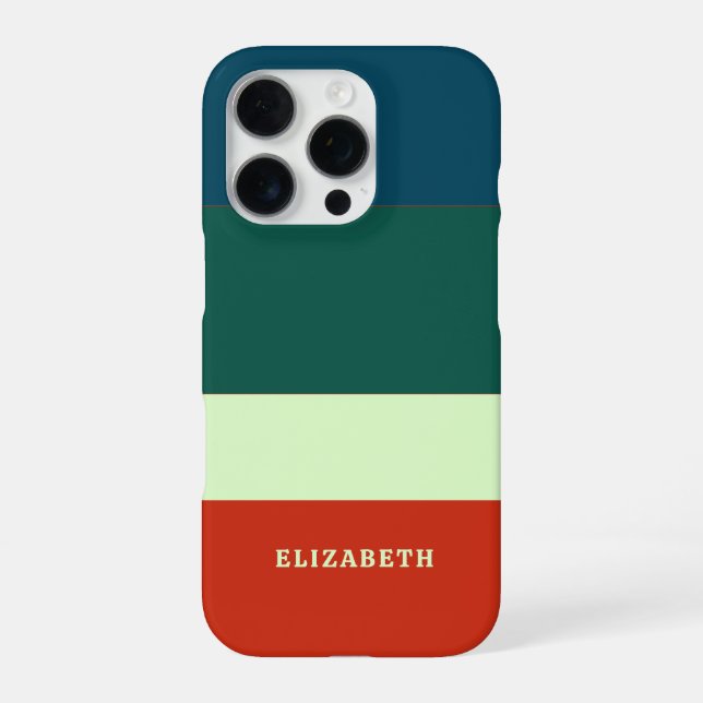 Blue, Green Orange Stripes Pattern Personalised iPhone Case (Back)