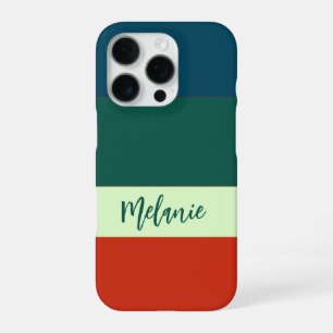 Blue, Green Orange Stripes Pattern Personalised iPhone 16 Pro Case