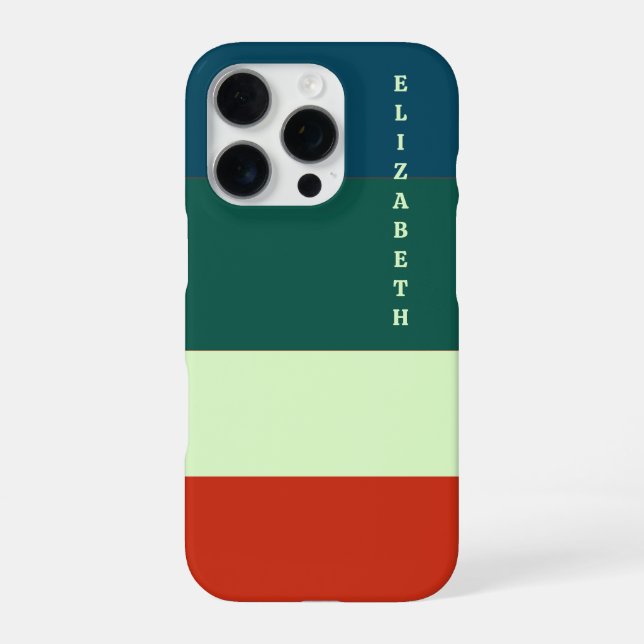 Blue, Green Orange Stripes Pattern Personalised iPhone Case (Back)
