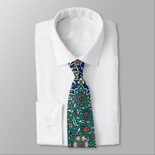 Blue Green Orange Teal Ornate Arabic Pattern Tie