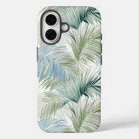 Blue Green Palm Leaves Apple iPhone 16 Tough Case