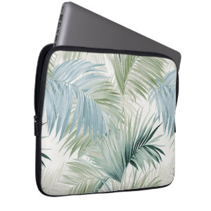 Blue Green Palm Leaves Laptop Sleeve