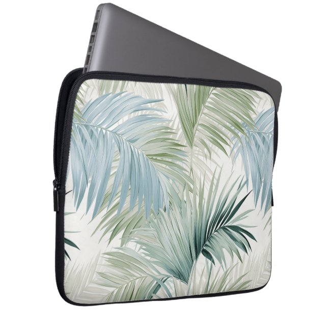Blue Green Palm Leaves  Laptop Sleeve (Front Right)