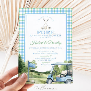 Blue Green PAR-TEE Golf Bridal Shower Invitation
