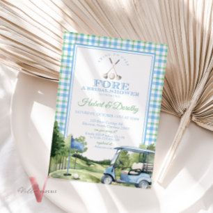 Blue Green PAR-TEE Golf Bridal Shower Invitation
