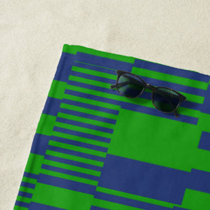 Blue Green Patchwork Stripes Design Beach Towel