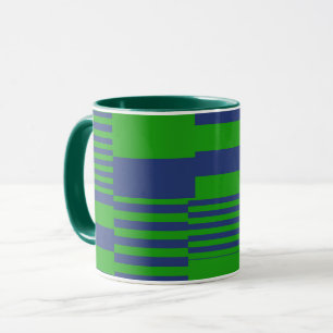 Blue Green Patchwork Stripes Design Mug