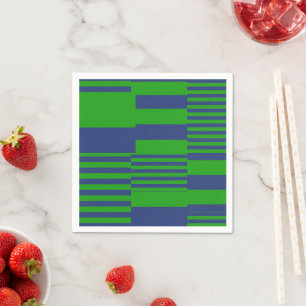 Blue Green Patchwork Stripes Design Napkin