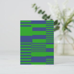 Blue Green Patchwork Stripes Design Postcard