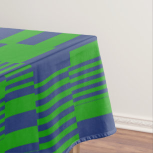 Blue Green Patchwork Stripes Design Tablecloth