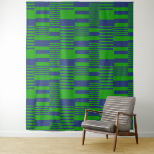 Blue Green Patchwork Stripes Design  Tapestry