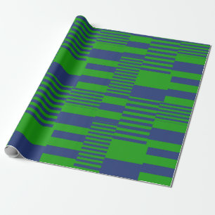 Blue Green Patchwork Stripes Design  Wrapping Paper