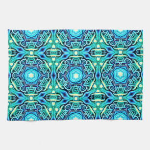 Blue Green Patterned Kitchen Towels