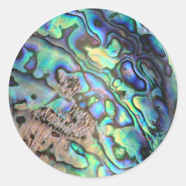 Blue green paua abalone shell detail classic round sticker (Front)