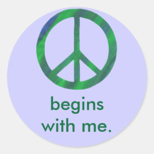 Blue Green Peace Sign, Begins With Me Stickers