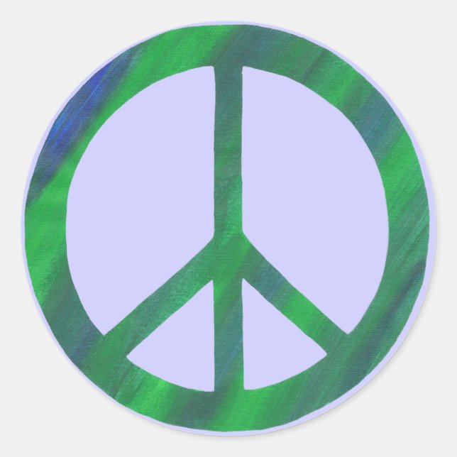 Blue Green Peace sign, peace stickers (Front)