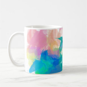 Blue Green Peach Yellow Splash Paint Strokes Coffee Mug