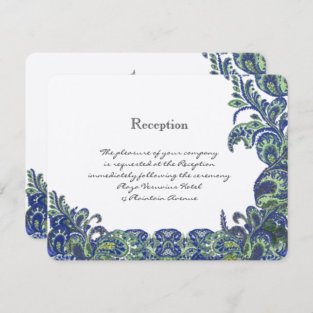 Blue & Green Peacock Wedding Invitations (Front/Back)