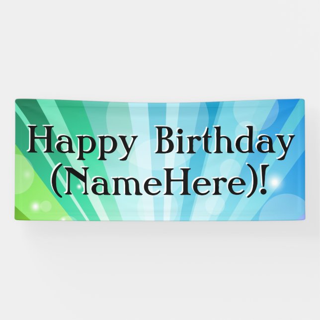 Blue/Green Personalised Birthday Party Banner (Horizontal)