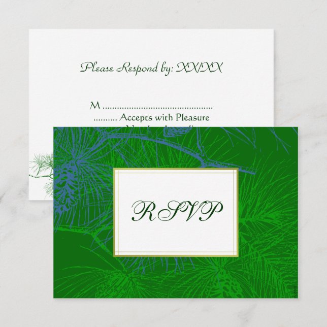 Blue Green Pine Custom RSVP Cards (Front/Back)