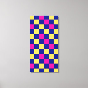 Blue Green Pink Checkered Pattern Design Canvas P Print