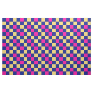 Blue Green Pink Checkered Pattern Design  Fabric