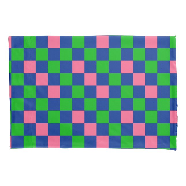 Blue Green Pink Checkered Pattern Design  Pillowcase (Front)
