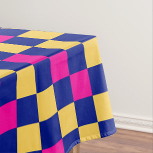 Blue Green Pink Checkered Pattern Design  Tablecloth