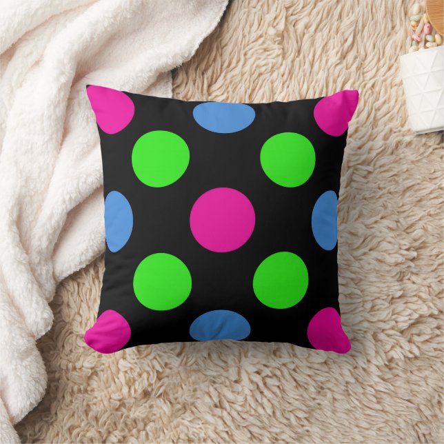 Blue Green Pink Circles Square Pillow (Blanket)